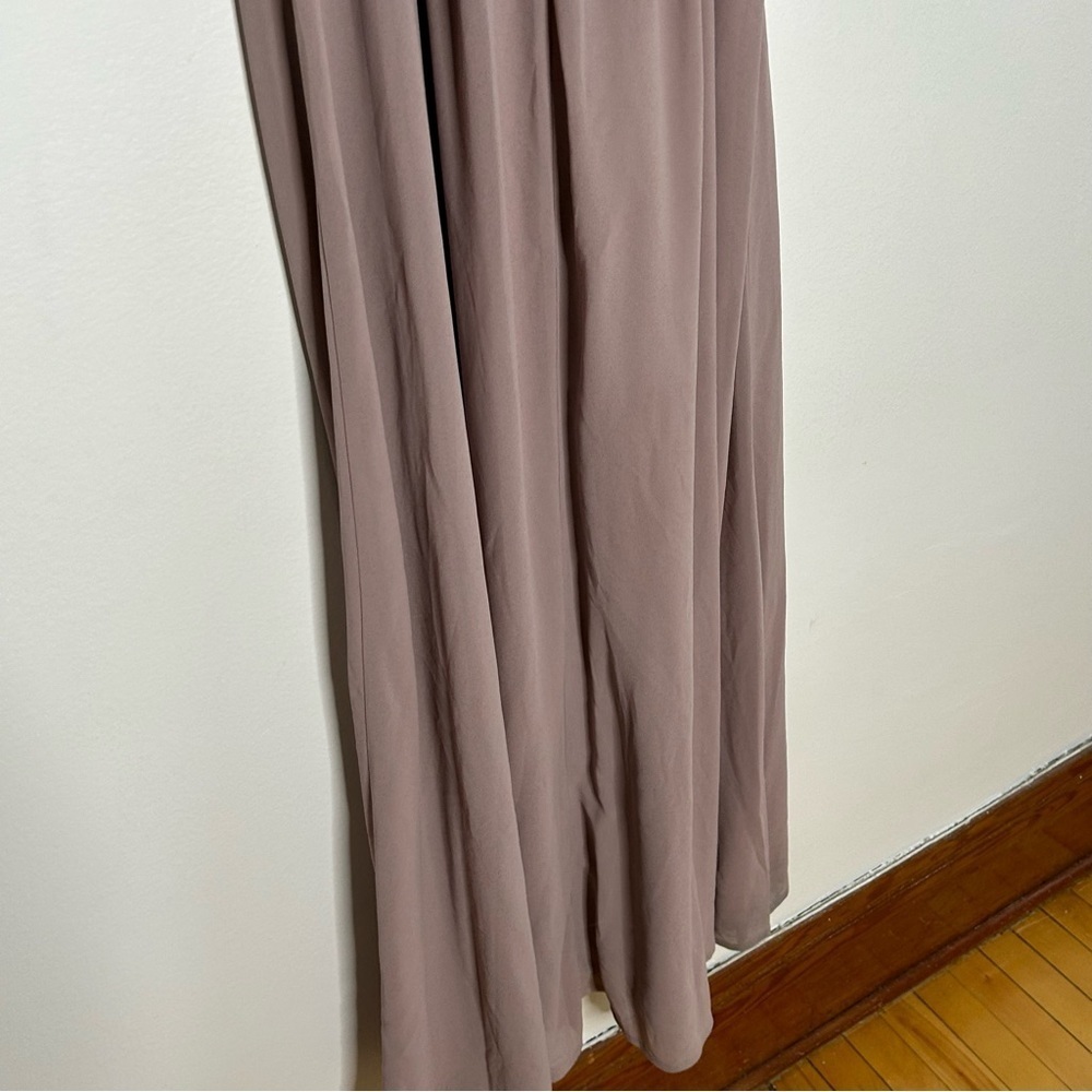Lulu’s Sz S Nude Neutral Chiffon Maxi Bridesmaid Dress - Picture 7 of 9